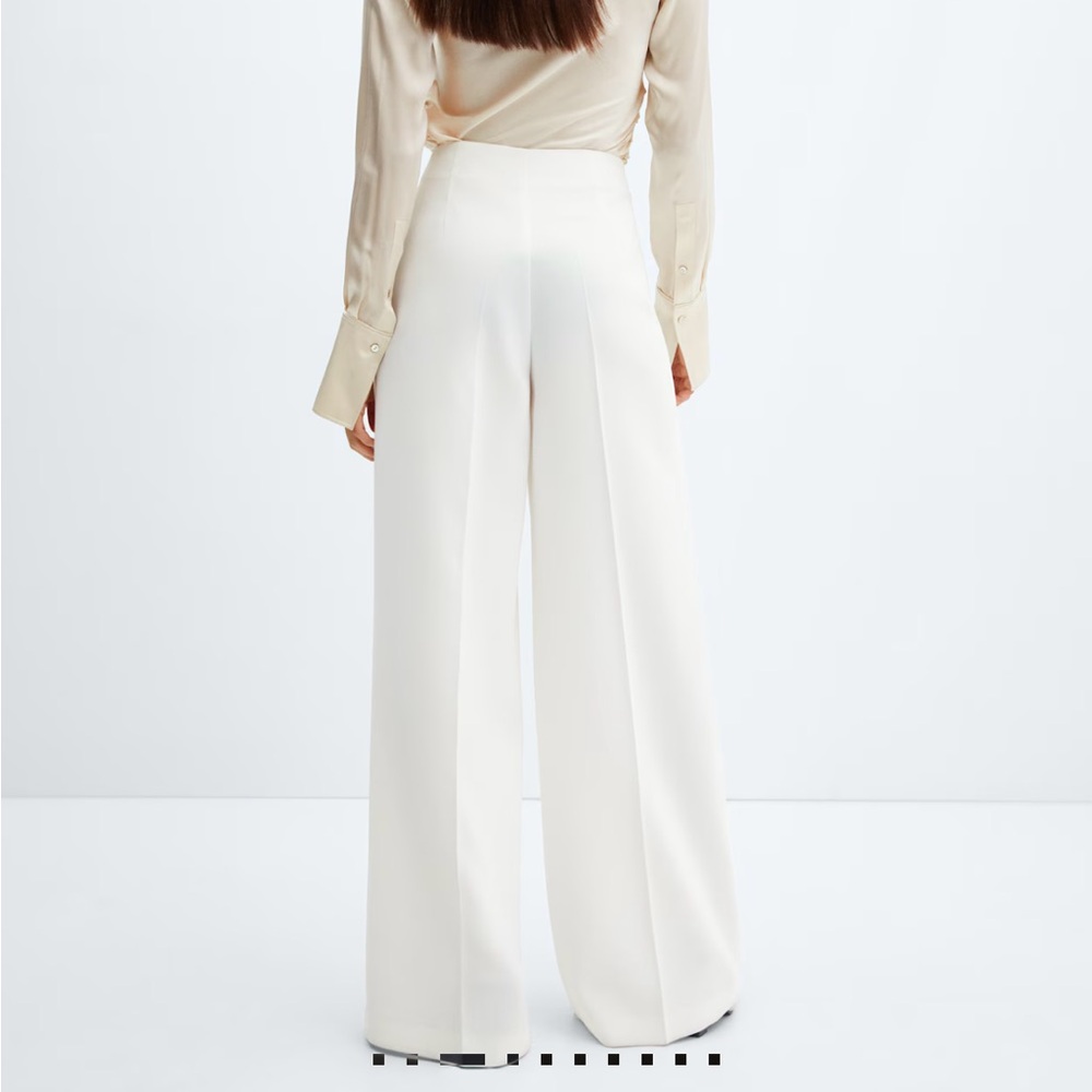 MANGO flowy wide leg high waist white palazzo pants SIZE 10 - Picture 2 of 10